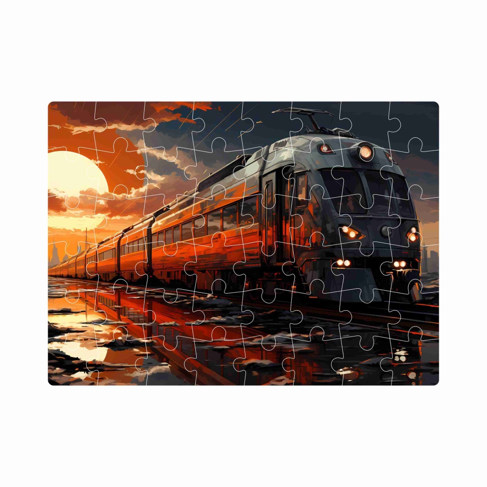 Puzzle 20x15cm (40 dielikov) s obrázkom - vlak pri západe slnka