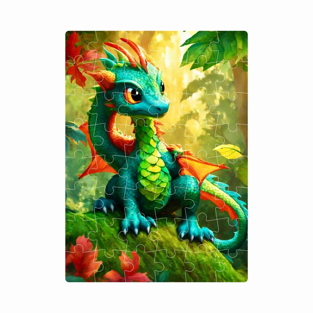 Puzzle 20x15cm (40 dielikov) s obrázkom - zelený dráčik