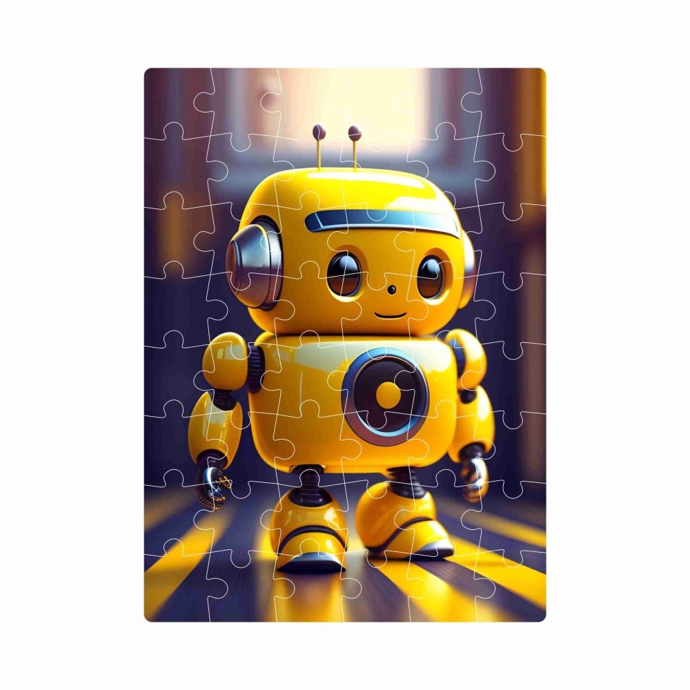 Puzzle 20x15cm (40 dielikov) s obrázkom - žltý robot