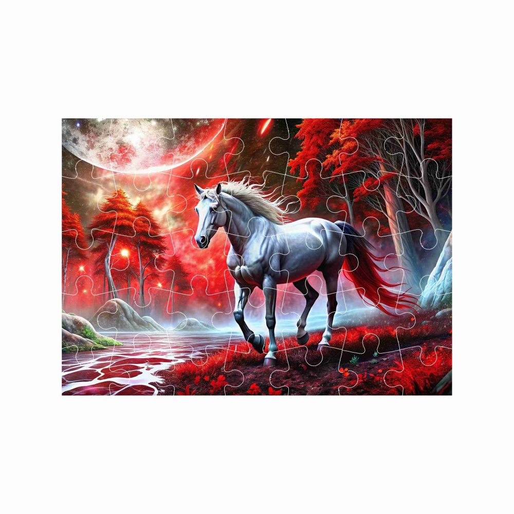 Puzzle 27x19,5cm (35 dielikov) s obrázkom - kôň vo fantasy lese
