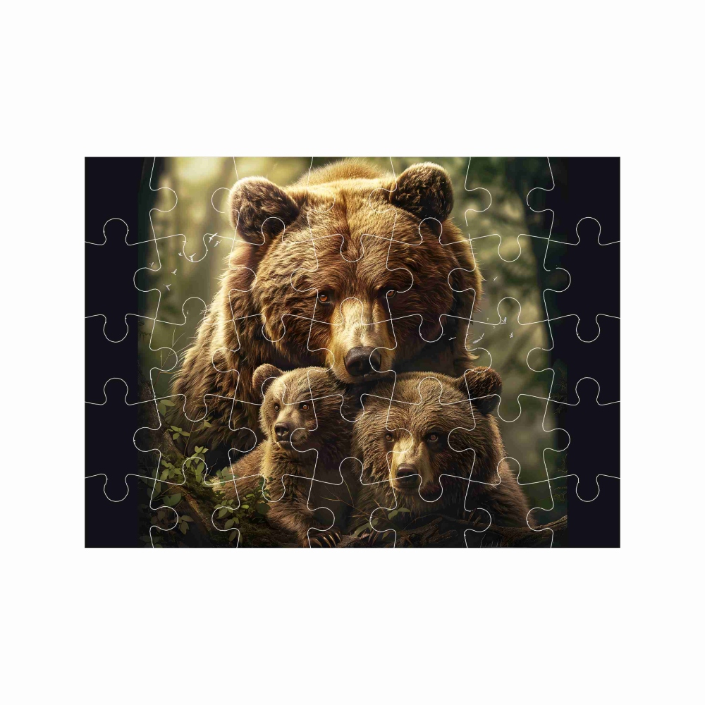 Puzzle 27x19,5cm (35 dielikov) s obrázkom - medvedica s mláďatami