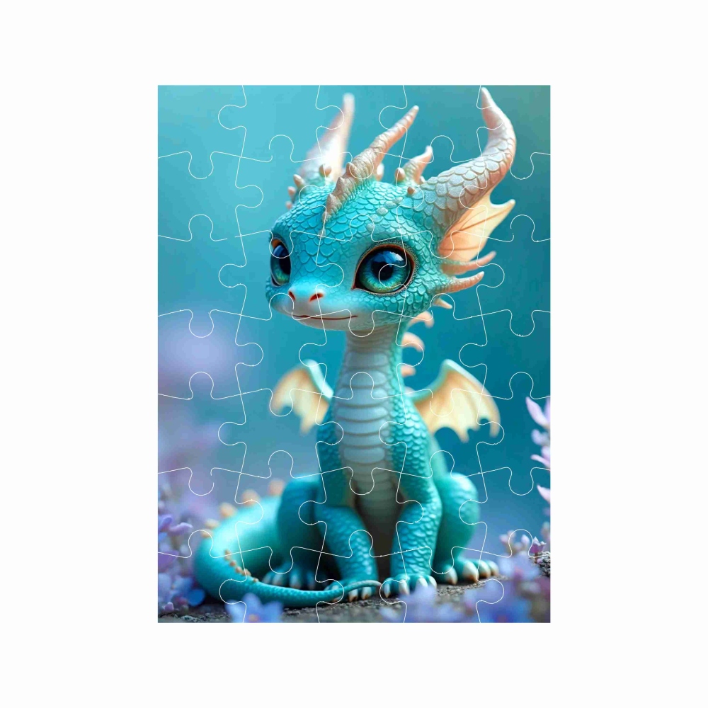 Puzzle 27x19,5cm (35 dielikov) s obrázkom - modrý dráčik