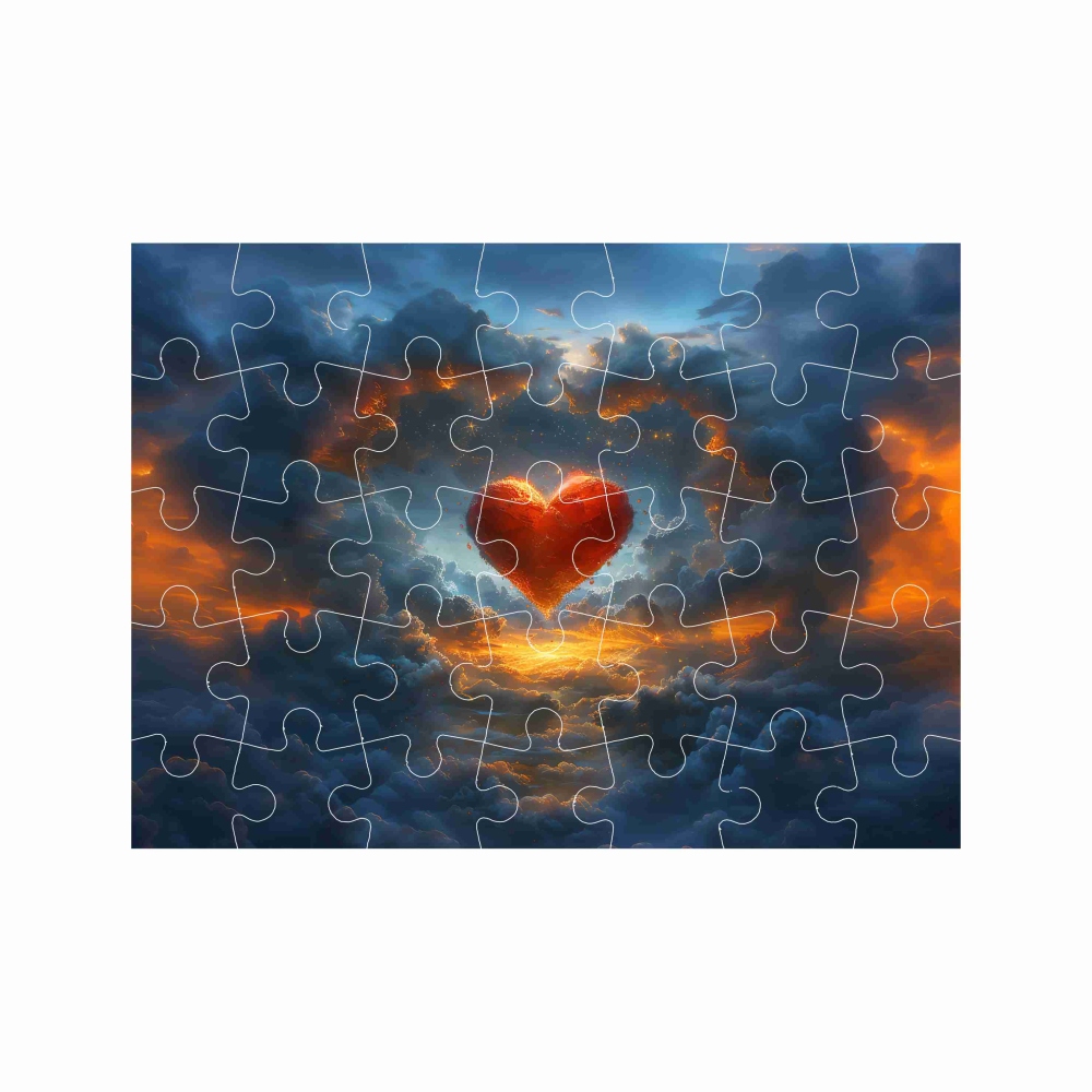 Puzzle 27x19,5cm (35 dielikov) s obrázkom - srdce a mraky