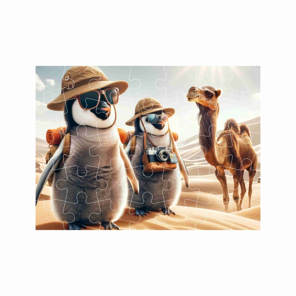 Puzzle 27x19,5cm (35 dielikov) s obrázkom - tučniaky na púšti