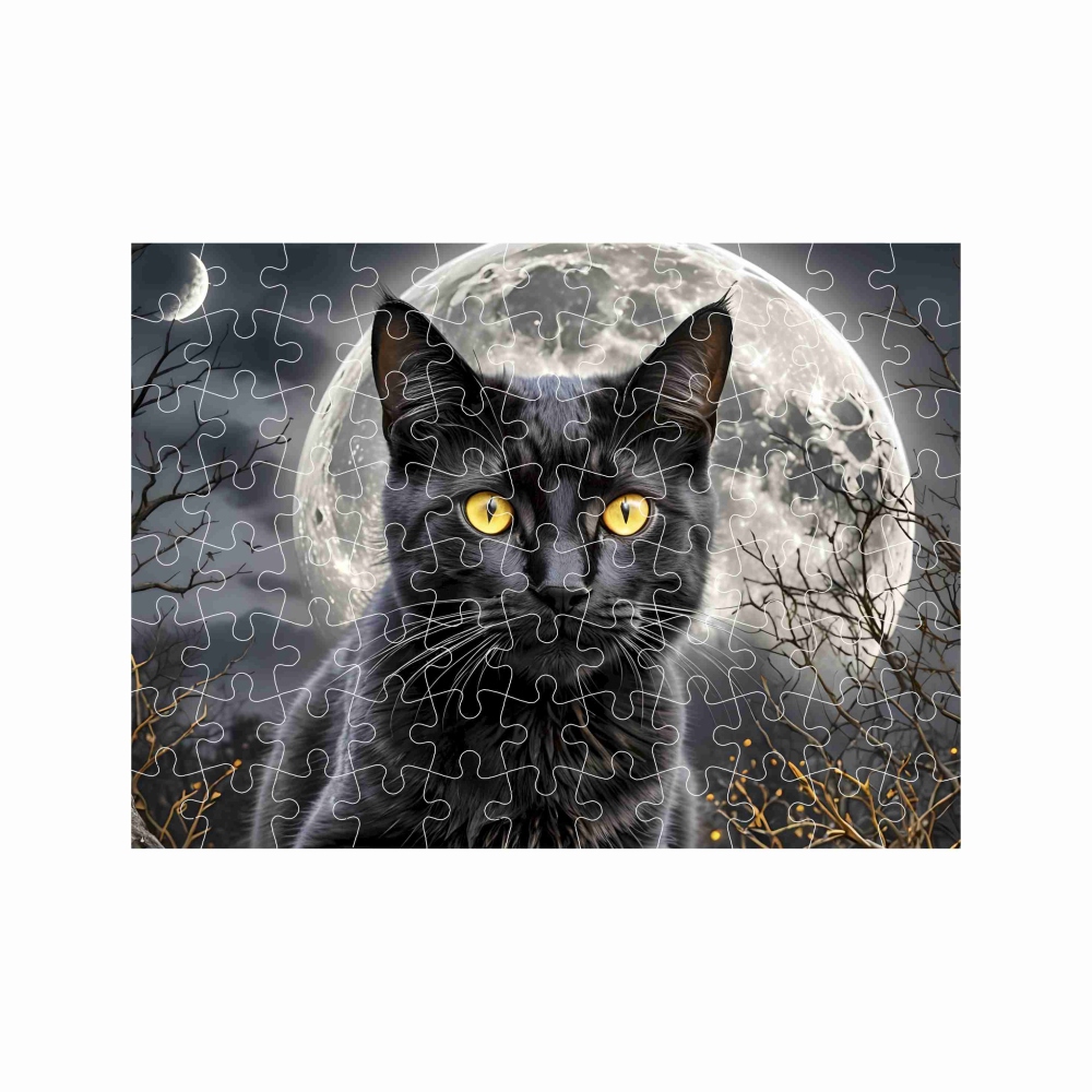 Puzzle 27x19,5cm (88 dielikov) s obrázkom - čierna mačka