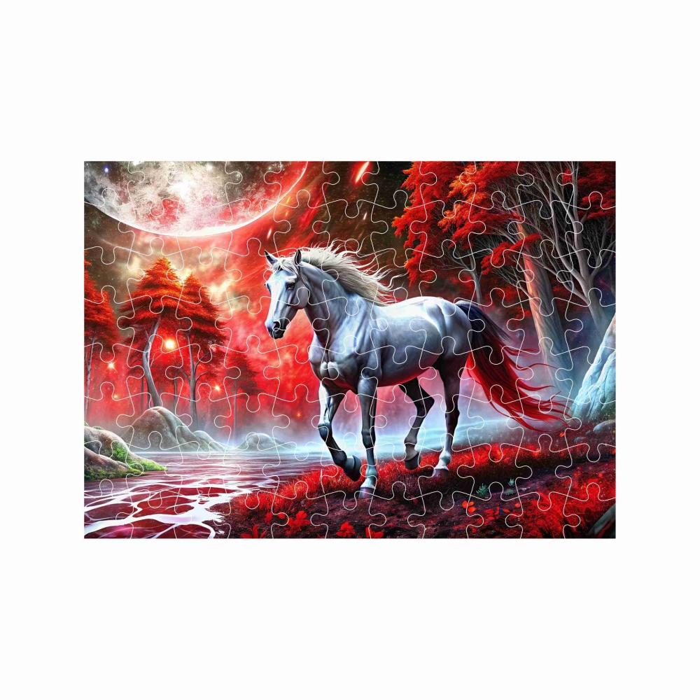 Puzzle 27x19,5cm (88 dielikov) s obrázkom - kôň vo fantastickom lese
