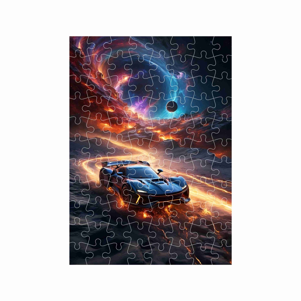 Puzzle 27x19,5cm (88 dielikov) s obrázkom - športové auto v galaxii