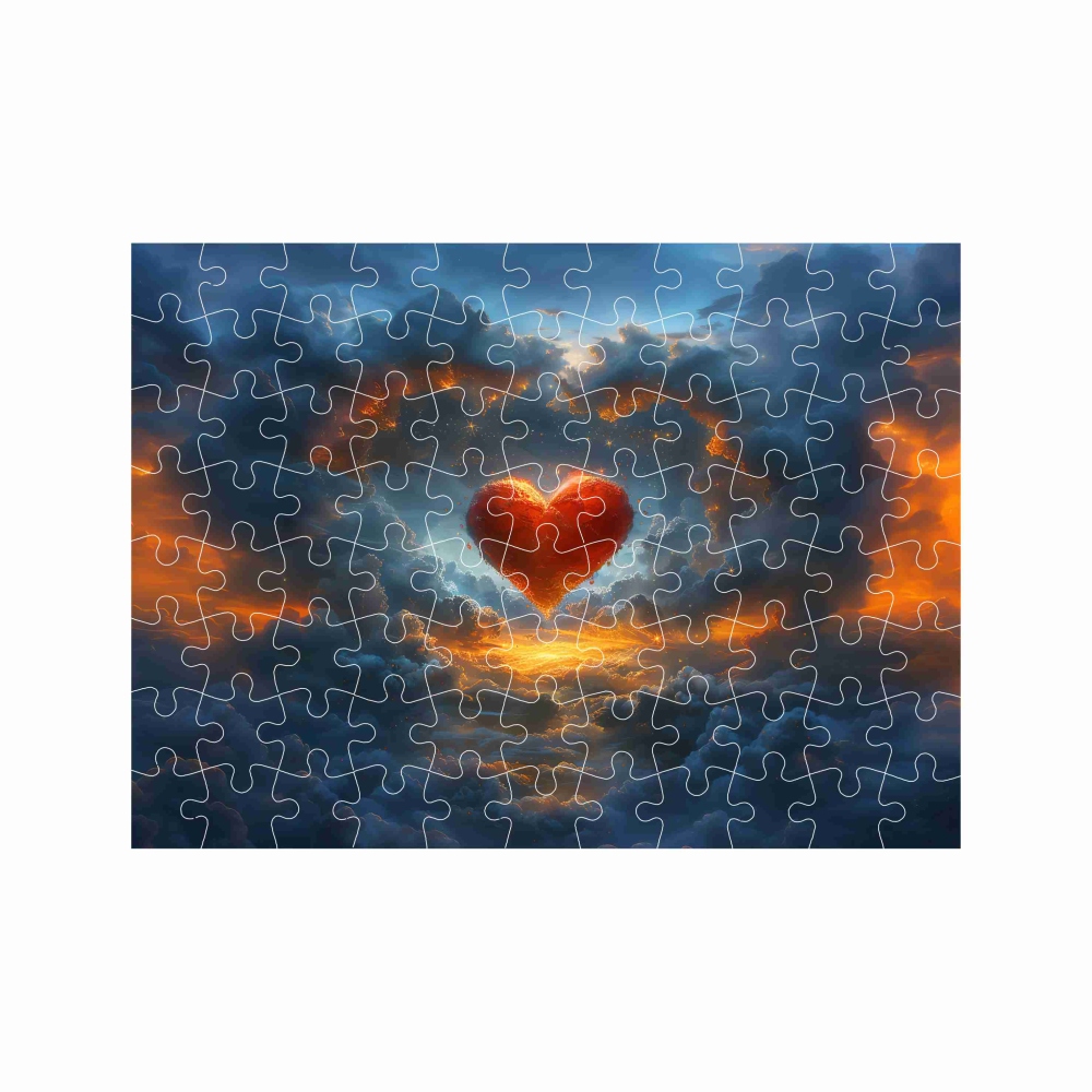 Puzzle 27x19,5cm (88 dielikov) s obrázkom - srdce a mraky