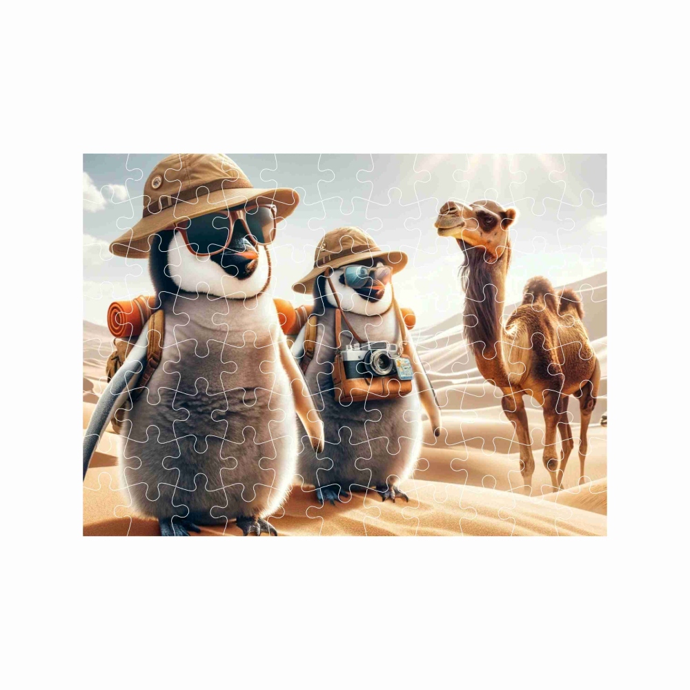 Puzzle 27x19,5cm (88 dielikov) s obrázkom - tučniaky na púšti