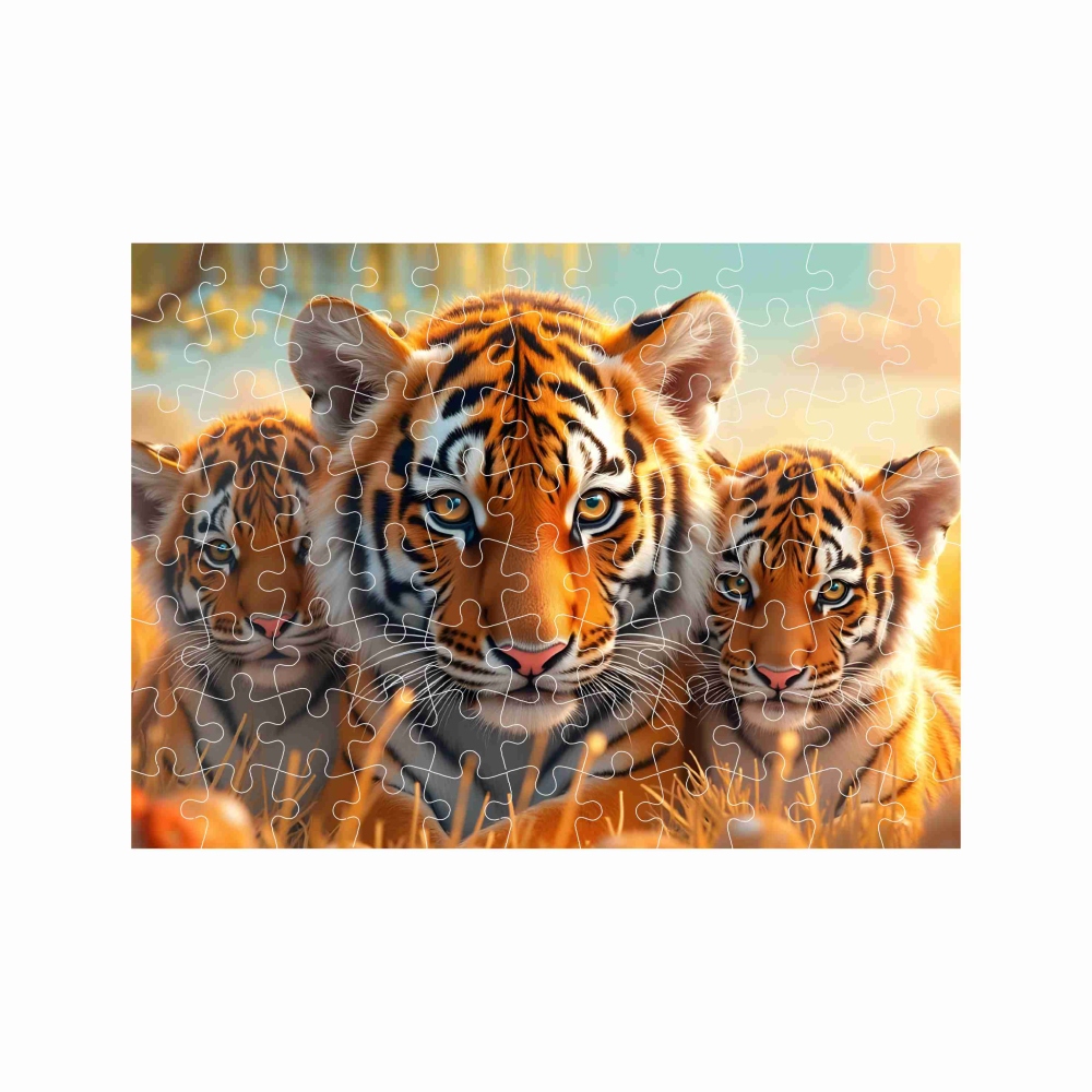 Puzzle 27x19,5cm (88 dielikov) s obrázkom - tigrice s mláďatami