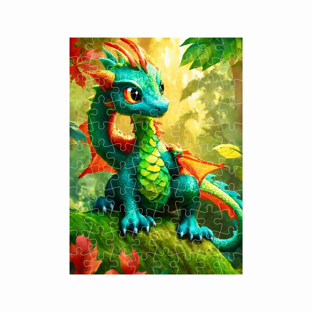 Puzzle 27x19,5cm (88 dielikov) s obrázkom - zelený dráčik