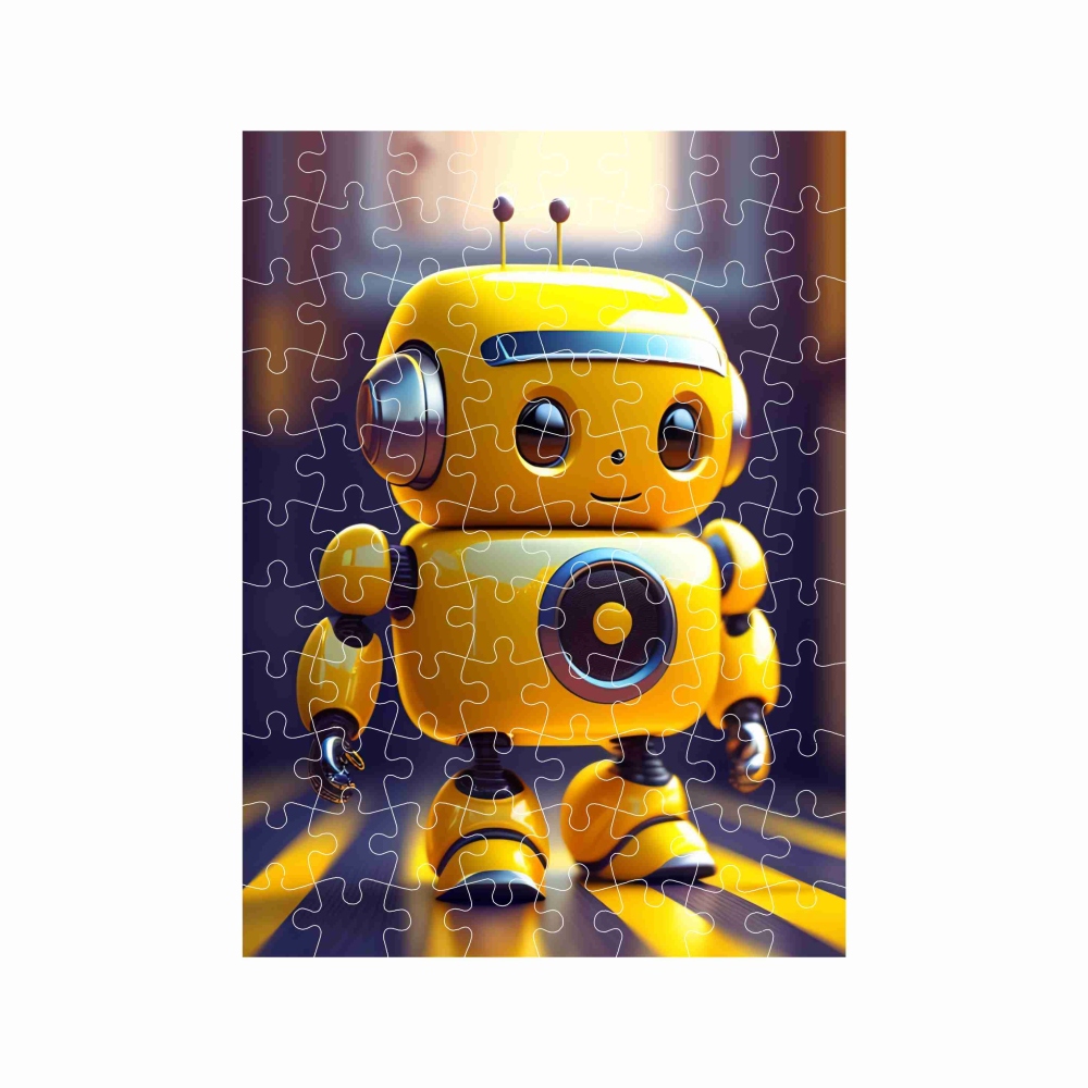 Puzzle 27x19,5cm (88 dielikov) s obrázkom - žltý robot