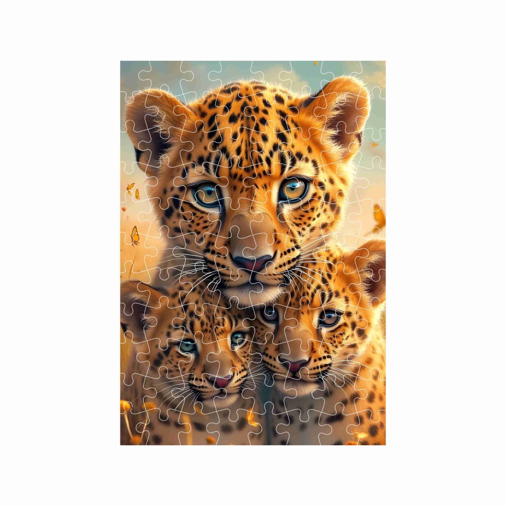 Puzzle A4 29x20cm (120 dielikov) s obrázkom - leopardice s mláďatami