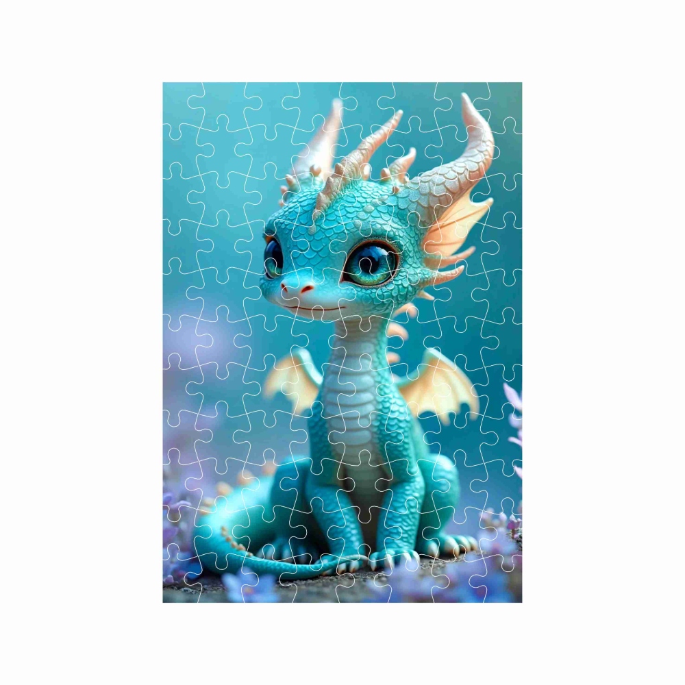 Puzzle A4 29x20cm (120 dielikov) s obrázkom - modrý dráčik