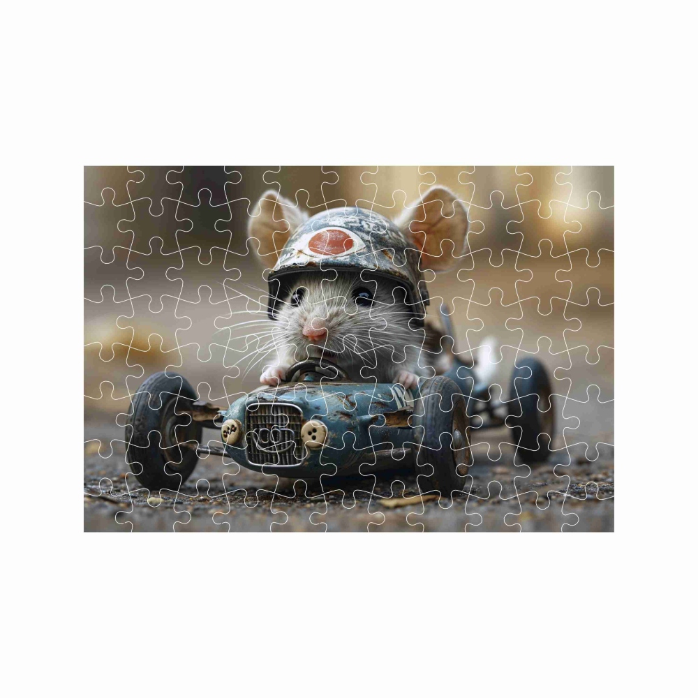 Puzzle A4 29x20cm (120 dielikov) s obrázkom - myška v aute