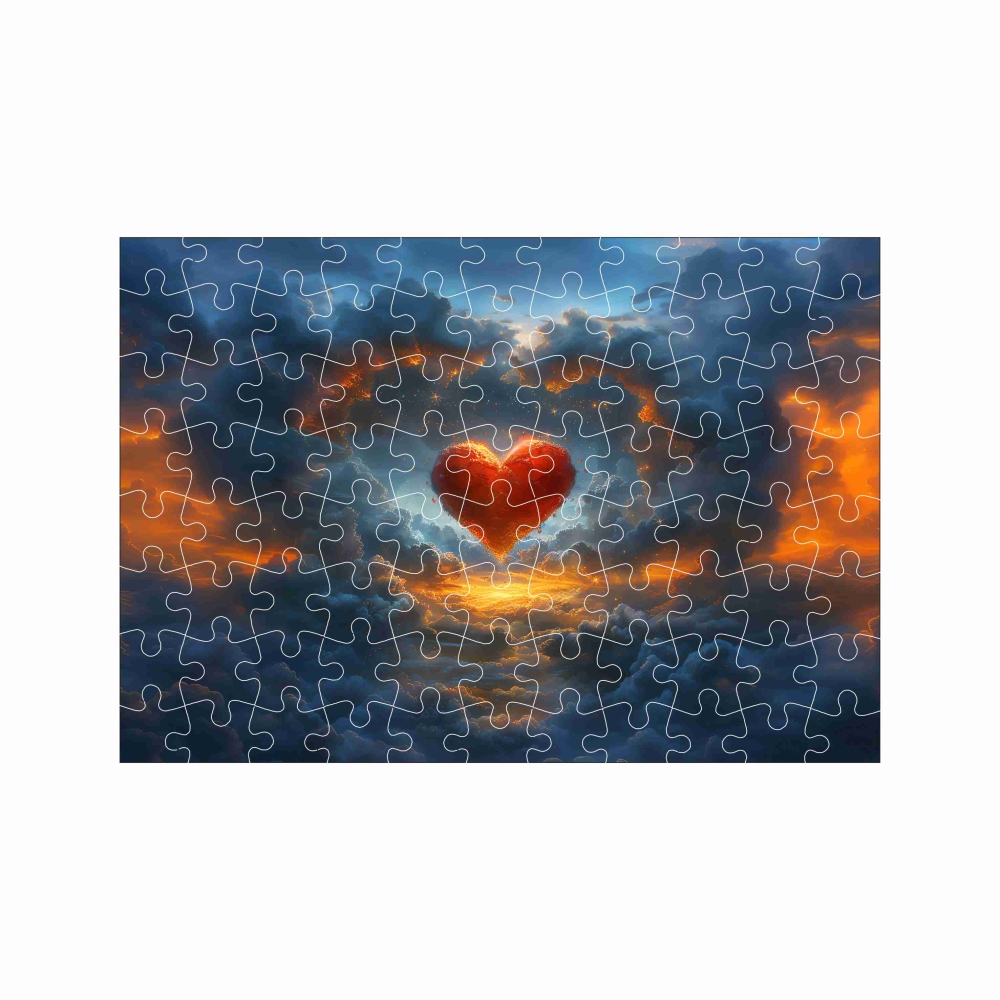 Puzzle A4 29x20cm (120 dielikov) s obrázkom - srdce a mraky