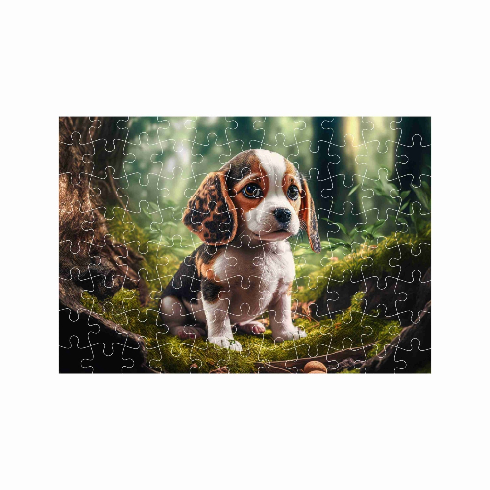 Puzzle A4 29x20cm (120 dielikov) s obrázkom - šteňa v lese