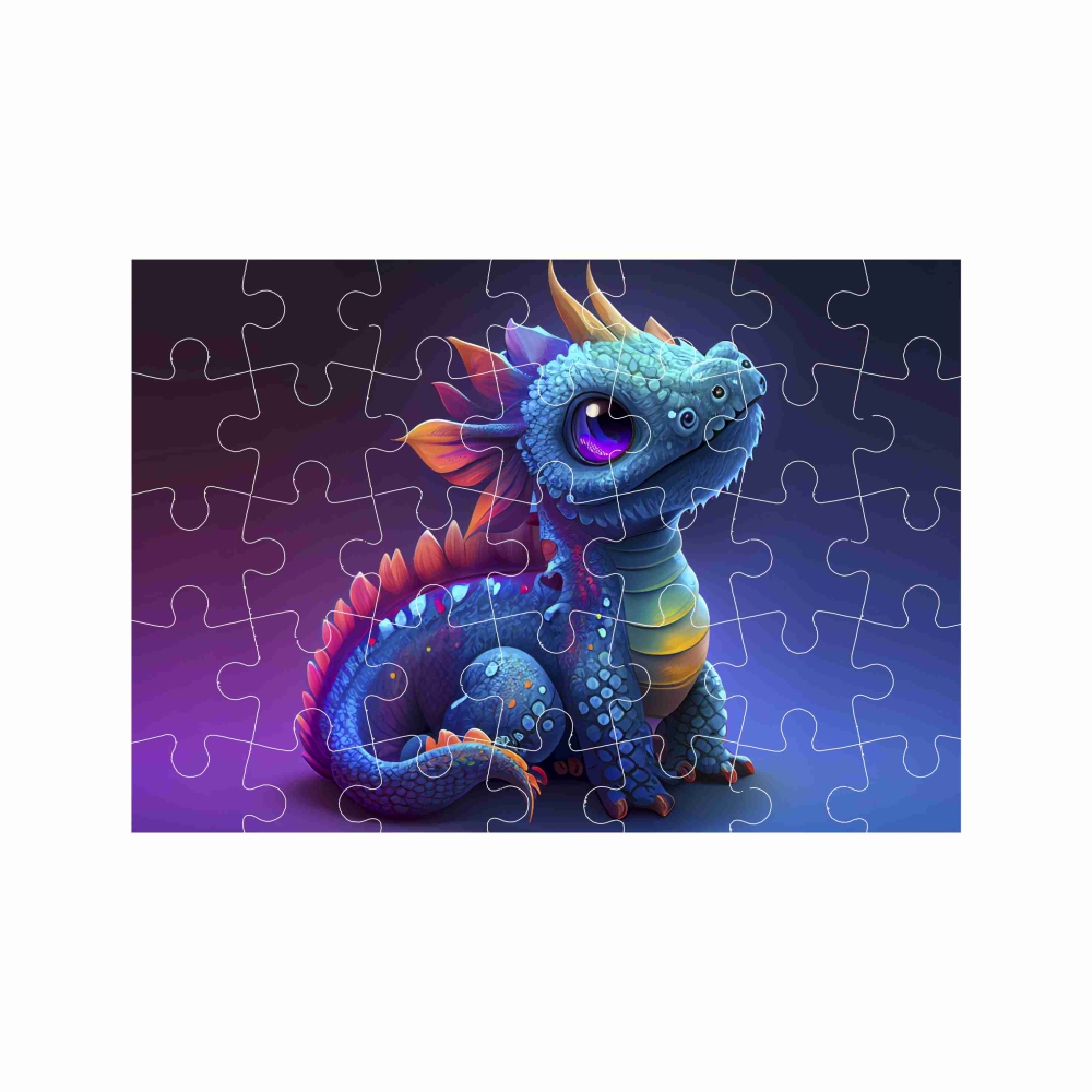 Puzzle A4 29x20cm (40 dielikov) s obrázkom - farebný dráčik