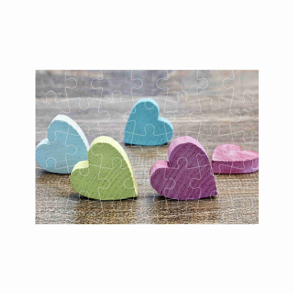 Puzzle A4 29x20cm (40 dielikov) s obrázkom - drevené srdiečka