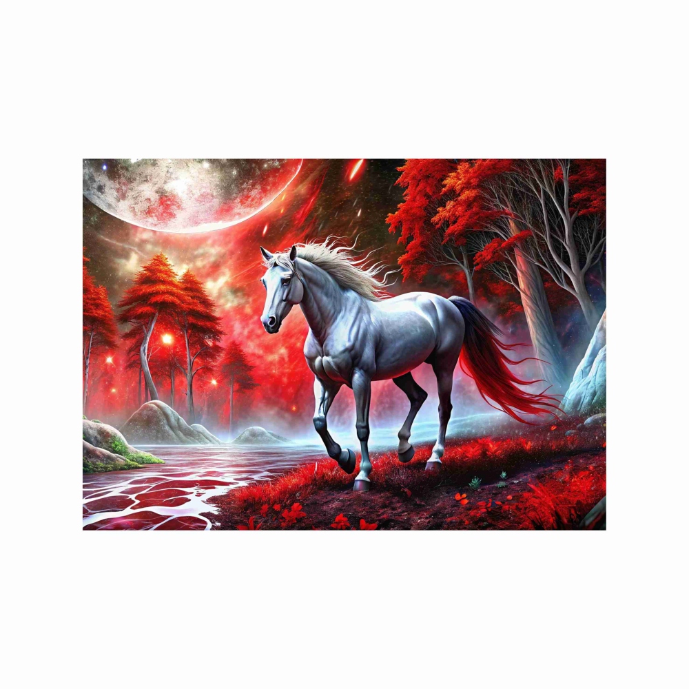 Puzzle A4 29x20cm (40 dielikov) s obrázkom - kôň vo fantasy lese