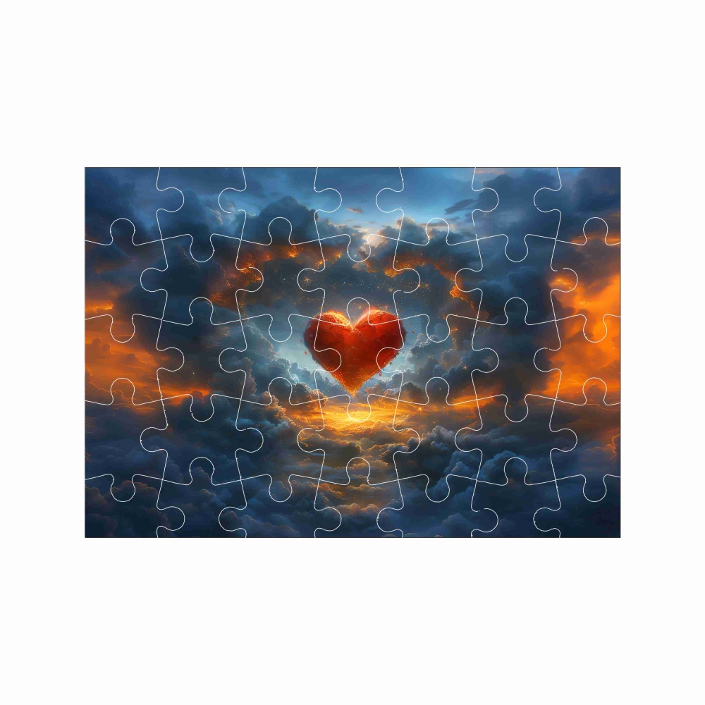 Puzzle A4 29x20cm (40 dielikov) s obrázkom - srdce a mraky