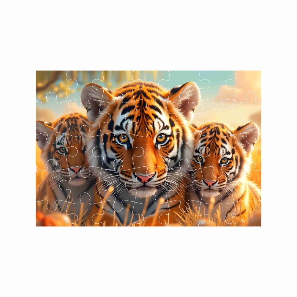 Puzzle A4 29x20cm (40 dielikov) s obrázkom - tigrice s mláďatami