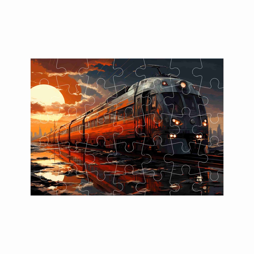 Puzzle A4 29x20cm (40 dielikov) s obrázkom - vlak pri západe slnka
