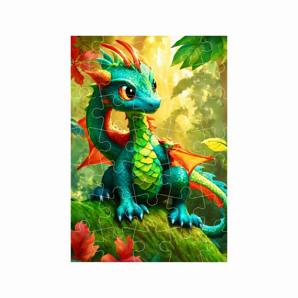 Puzzle A4 29x20cm (40 dielikov) s obrázkom - zelený dráčik