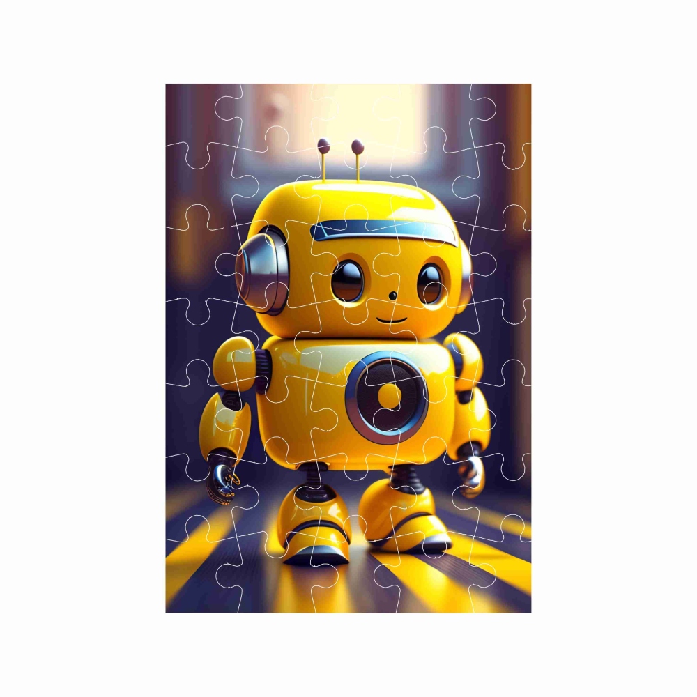 Puzzle A4 29x20cm (40 dielikov) s obrázkom - žltý robot