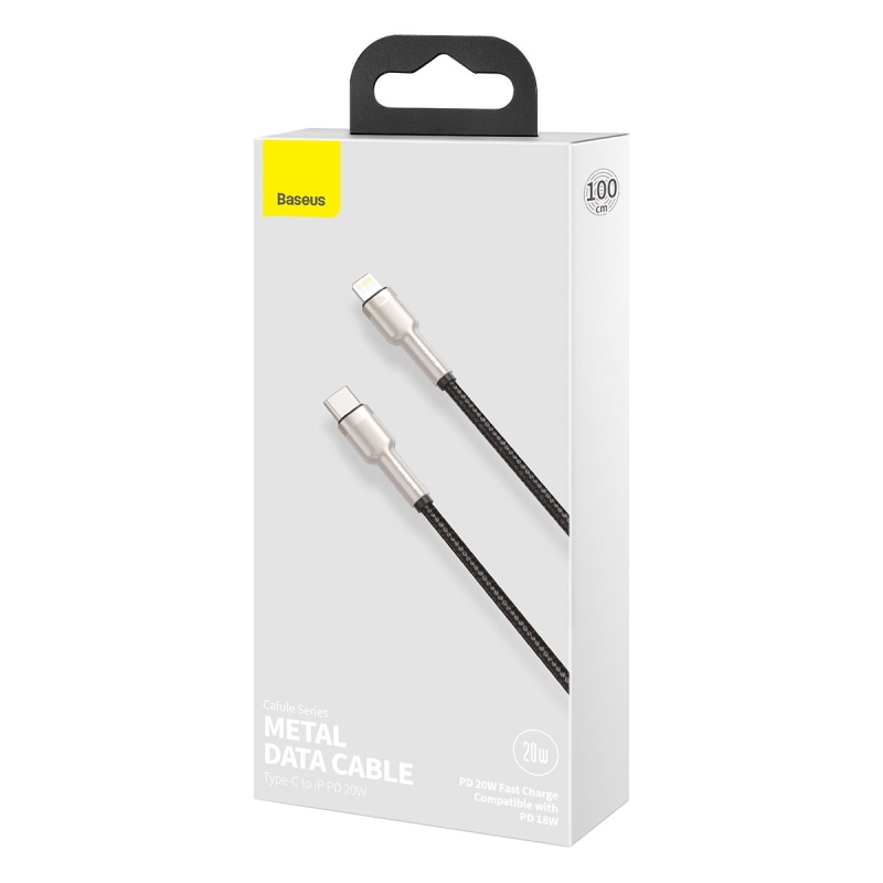 Baseus Cafule Metal Series Dátový Kábel USB-C - Lighting 20W 1m Black