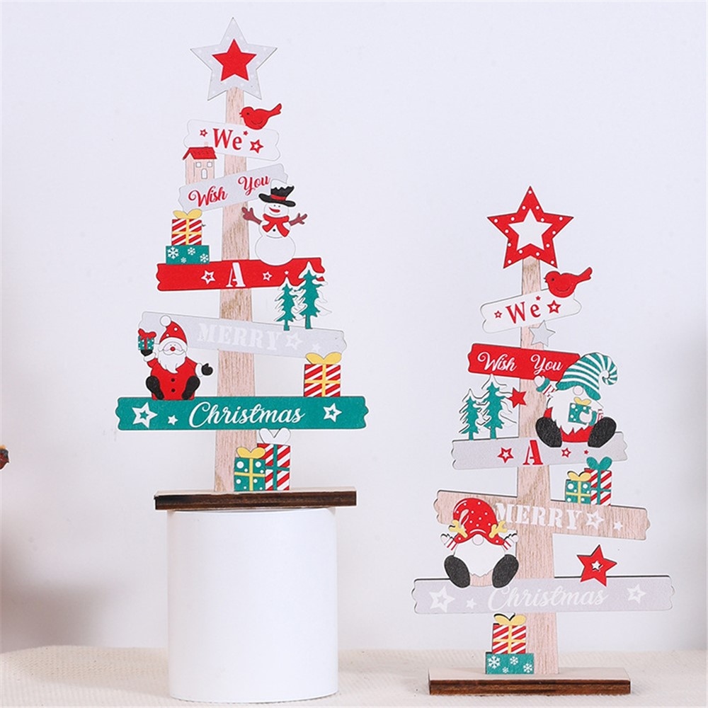 Vianočná drevená dekorácia so Santom a snehuliakom