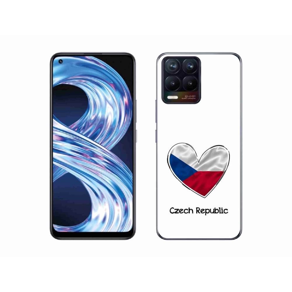 Gélový kryt mmCase na Realme 8 4G - vlajka srdca biele pozadie