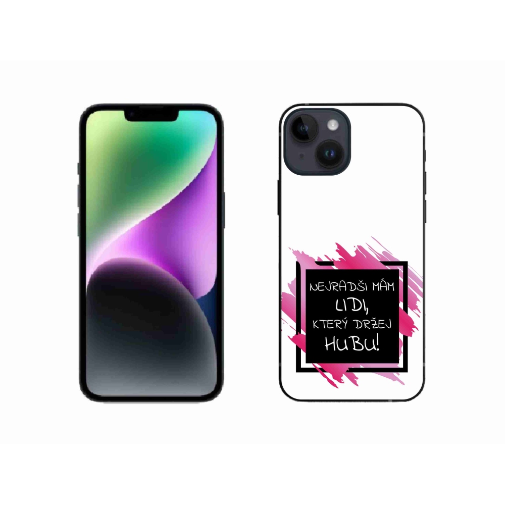 Gélový kryt mmCase na iPhone 14 - vtipný text 7 čiernobiele pozadie