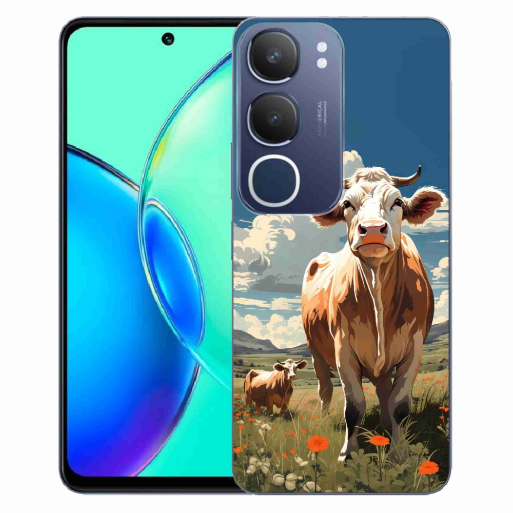Gélový kryt mmCase na Vivo Y19s - kravy na lúke