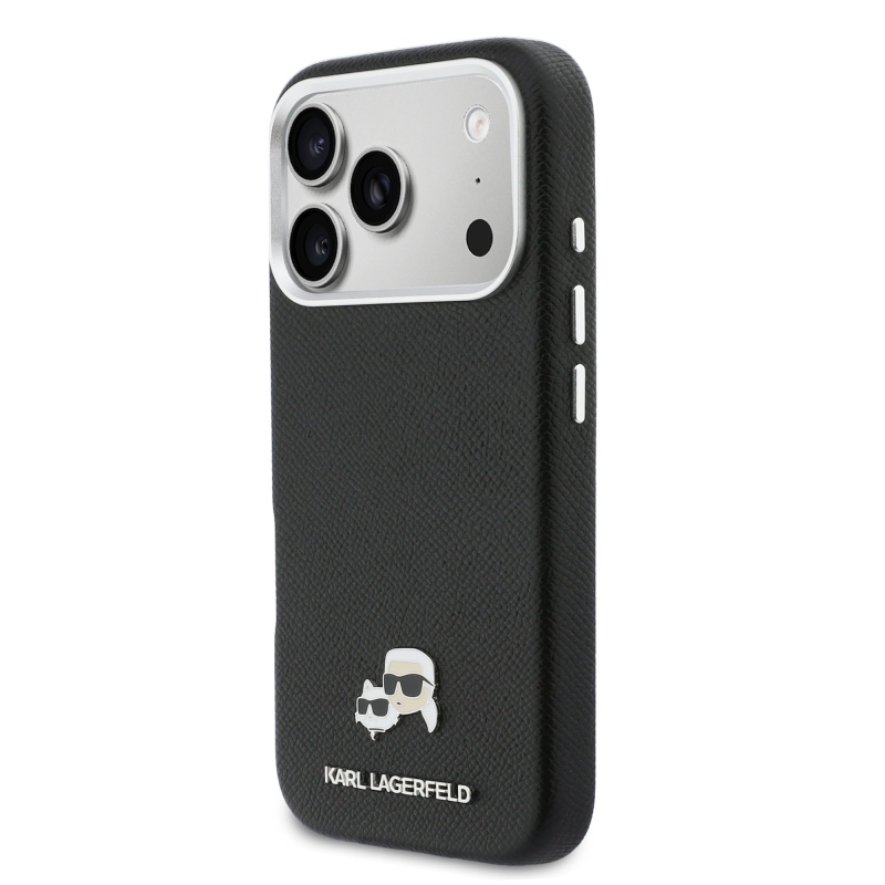 Karl Lagerfeld PU Karl and Choupette Heads Pins MagSafe zadný kryt pre iPhone 17 Pro Max Black