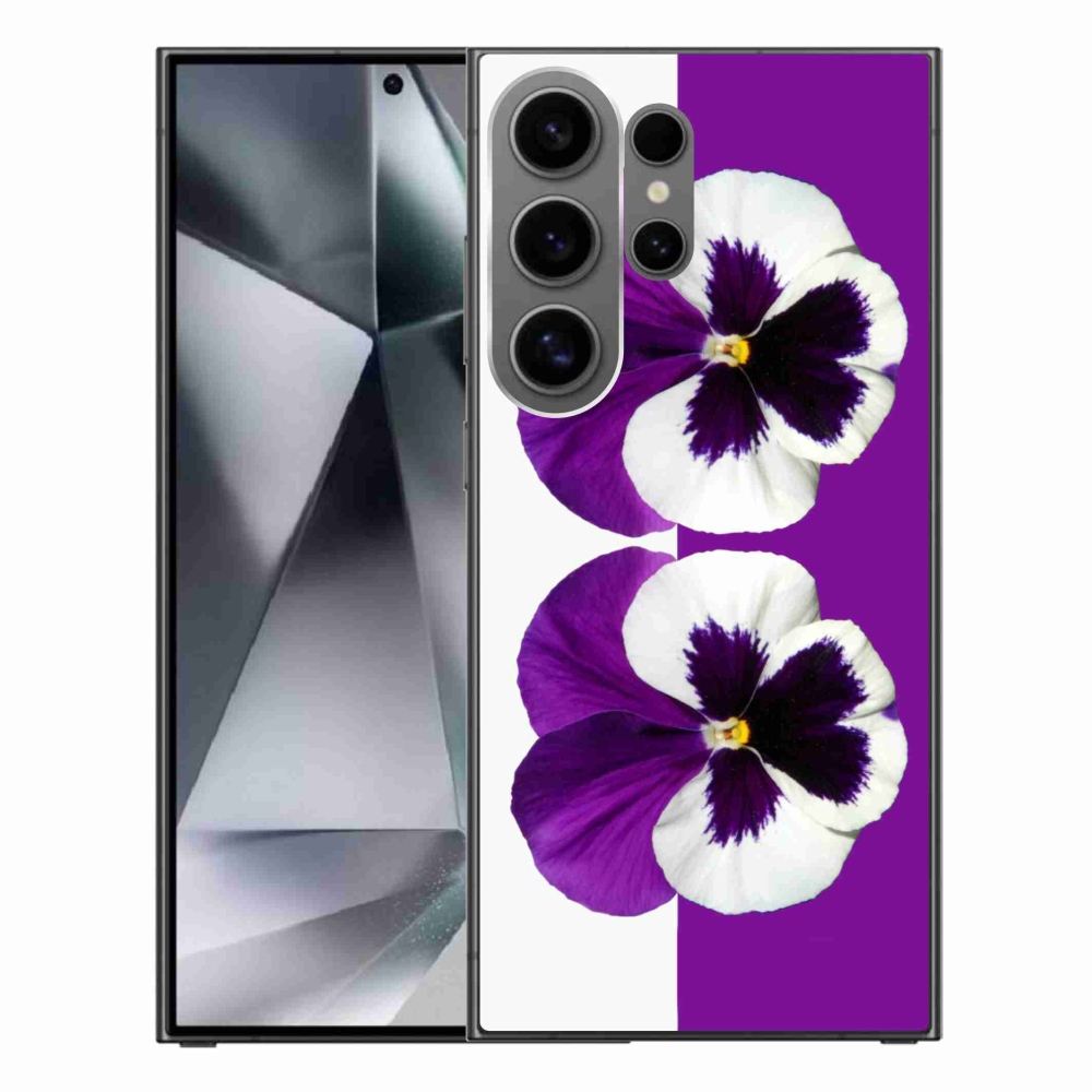 Gélový kryt mmCase na Samsung Galaxy S24 Ultra - fialovobiely kvet