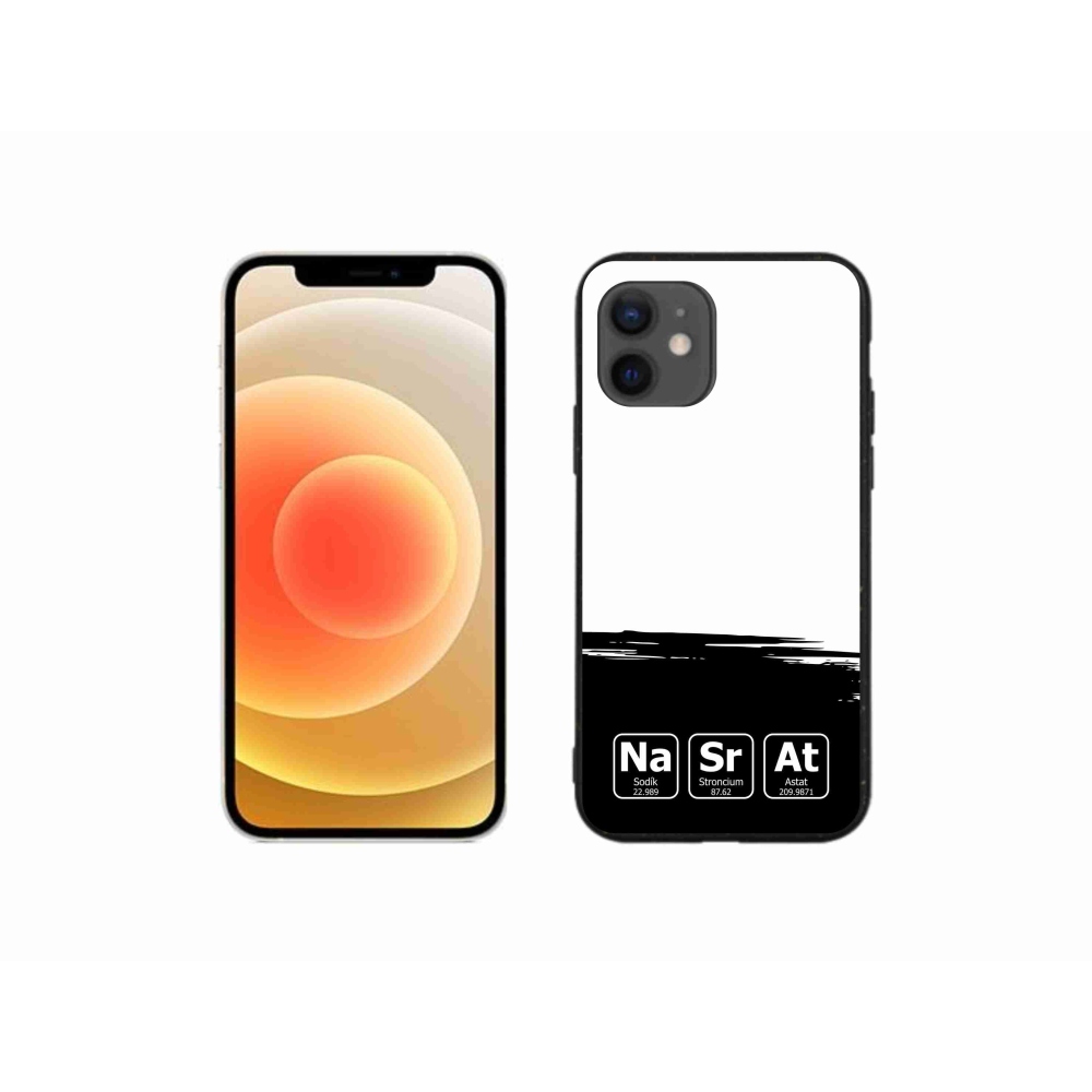 Gélový kryt mmCase na iPhone 12 mini - chemické prvky čiernobiele pozadie