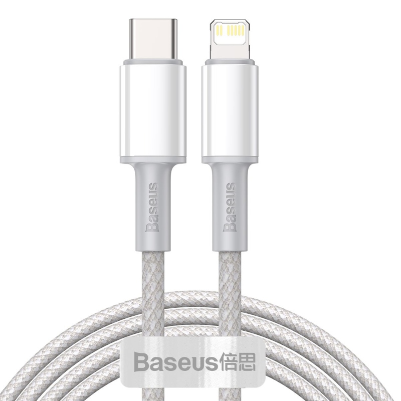 Baseus High Density Braided Series Fast Charging Dátový Kábel USB-C - Lighting 20W 2m White