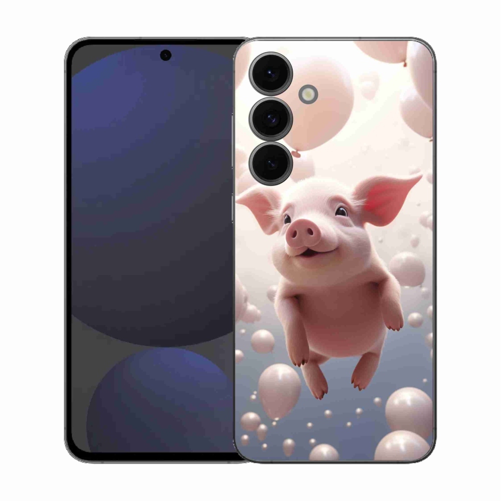 Gélový kryt mmCase na Samsung Galaxy S25 FE - prasiatko s balónikmi