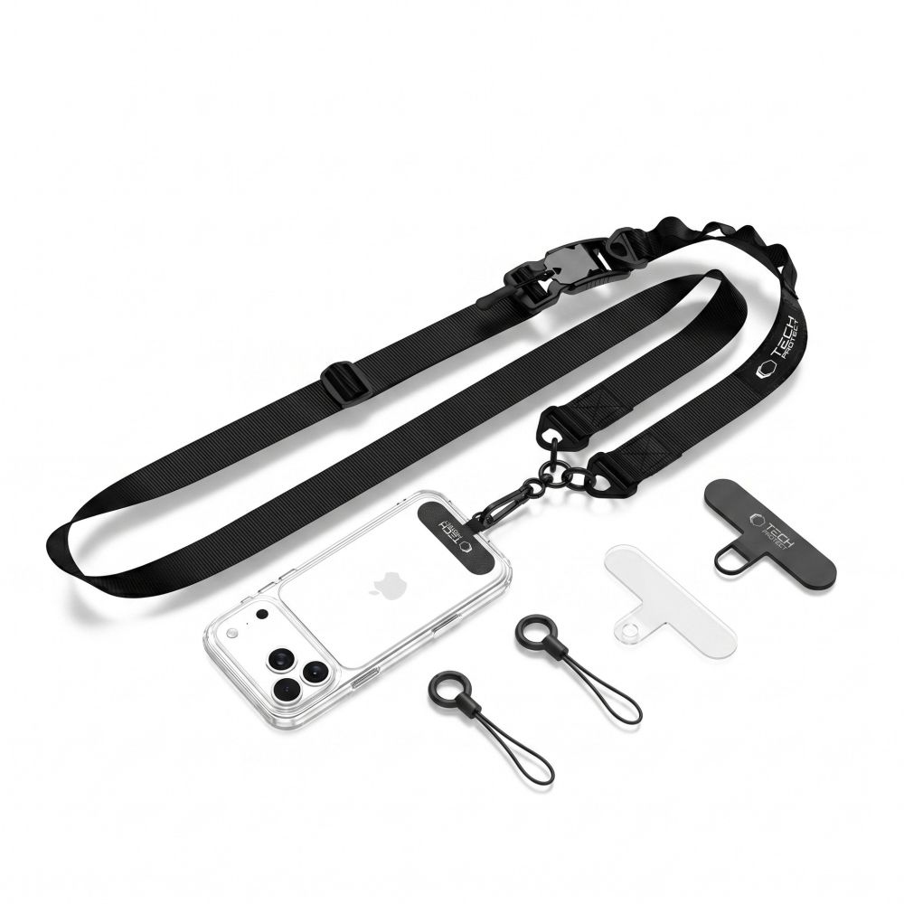Tech-Protect C9S Rope Crossbody popruh na telefón - čierny