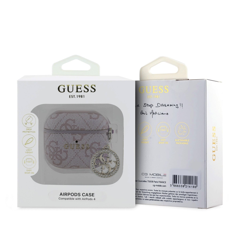 Guess 4G Script PC/PU Charm Puzdro pre AirPods 4 Pink
