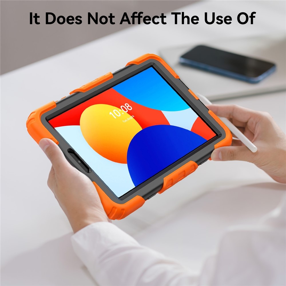 Strap odolný kryt s držiakom na ruku a ramenným popruhom na Xiaomi Redmi Pad SE 8.7 - oranžový