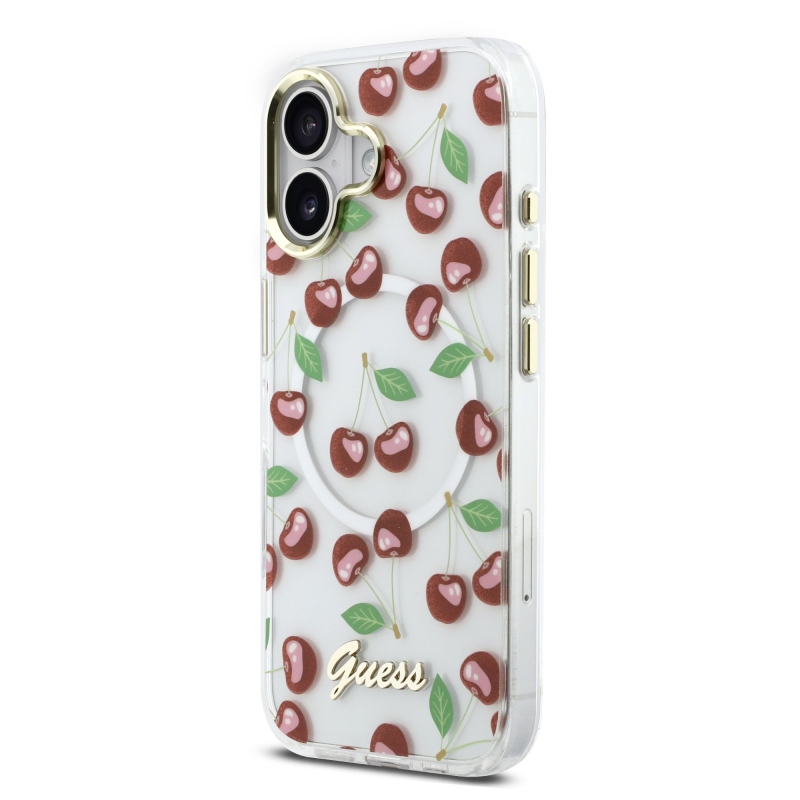Guess IML Glitter Cherry MagSafe zadný kryt pre iPhone 17