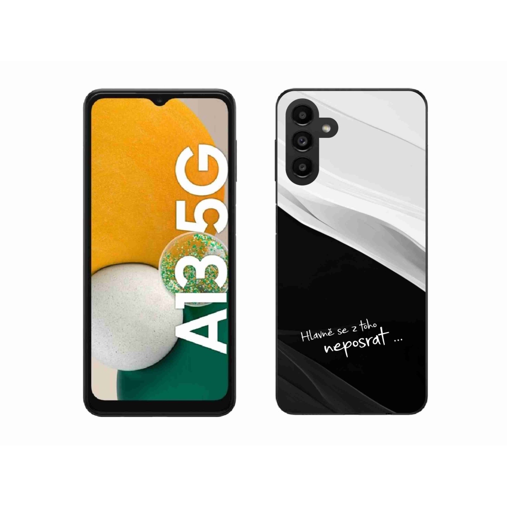 Gélový kryt mmCase na Samsung Galaxy A13 5G - vtipný text 13 čiernobiele pozadie