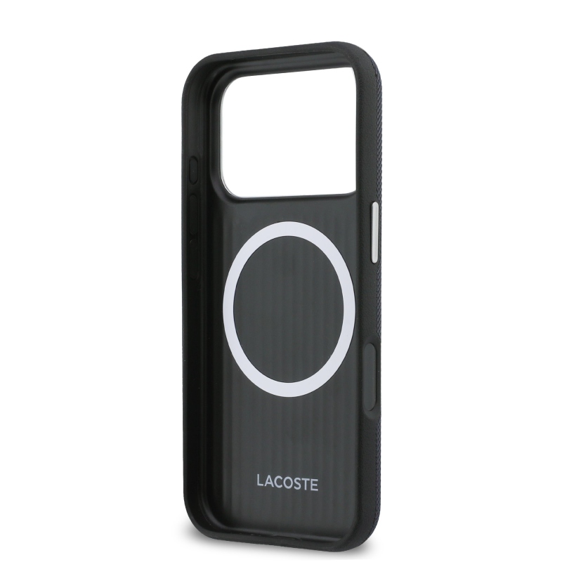 Lacoste PVC Petit Pique Semi Wrap MagSafe kryt pre iPhone 17 Pro Max Navy