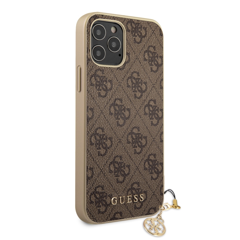 Guess 4G Charms Zadný Kryt pre iPhone 12 Pro Max 6.7 Brown