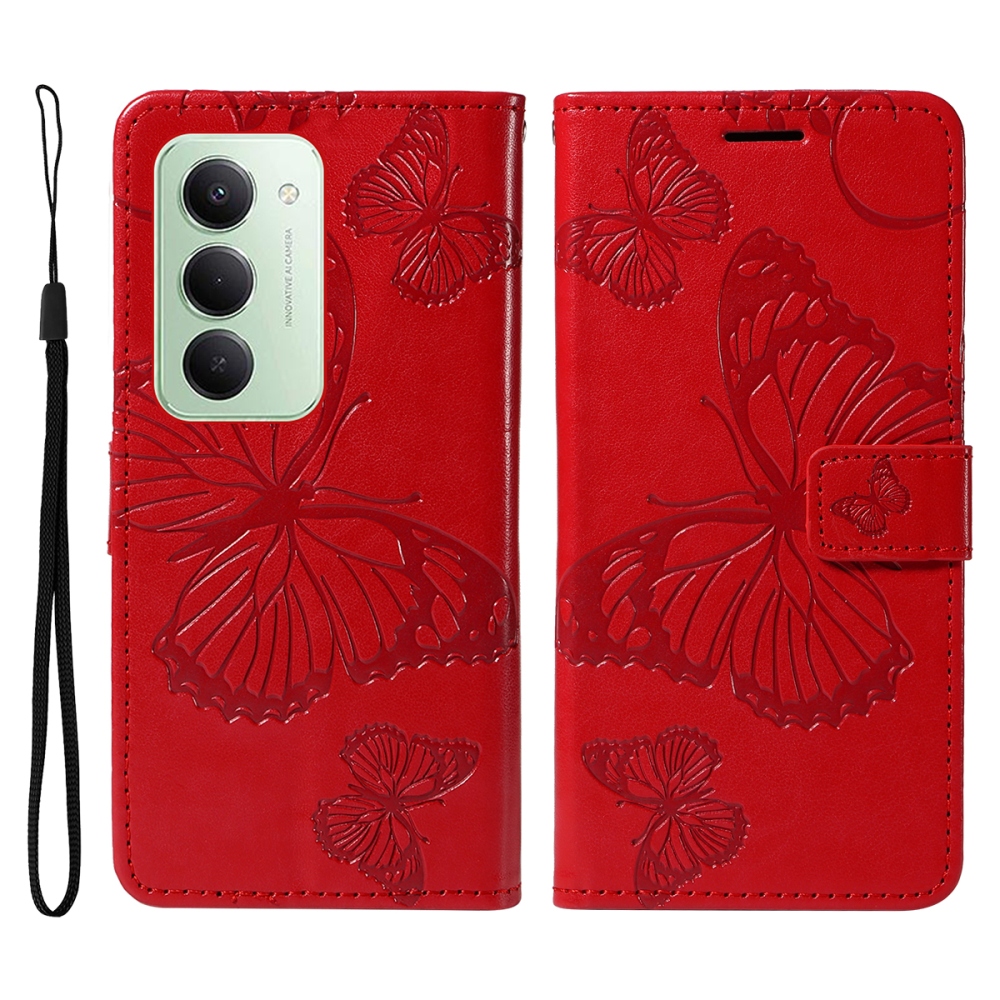 Big Butterfly knižkové púzdro na Xiaomi Redmi 15 4G (171mm) - červené
