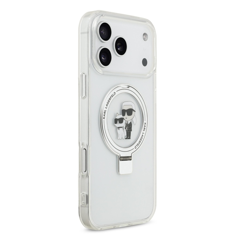Karl Lagerfeld Ringstand Karl and Choupette MagSafe zadný kryt pre iPhone 17 Pro Max White