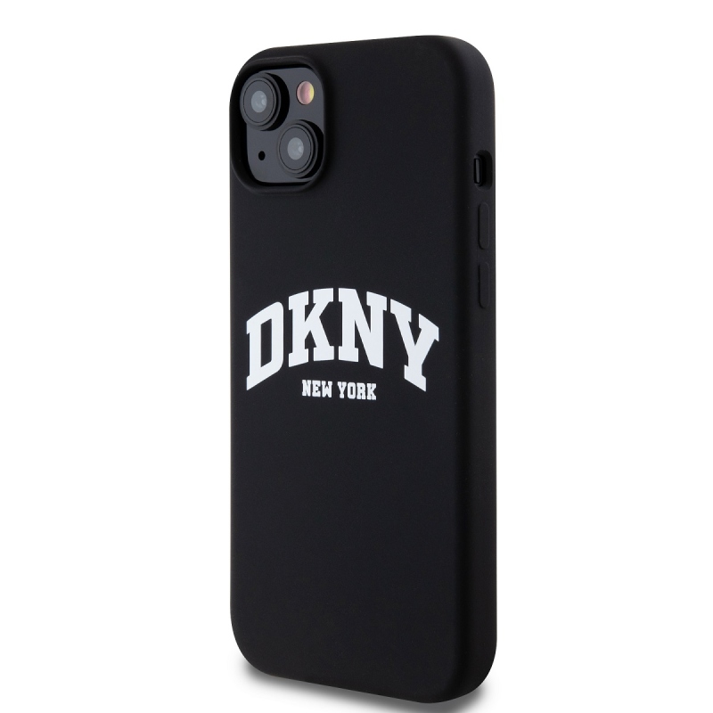 DKNY Liquid Silicone Arch Logo MagSafe Zadný Kryt pre iPhone 15 Plus Black