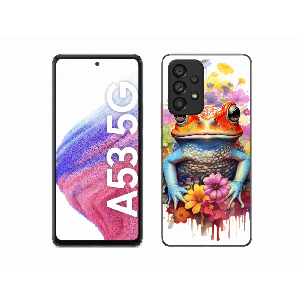 Gélový kryt mmCase na Samsung Galaxy A53 5G - žaba s kvetinami